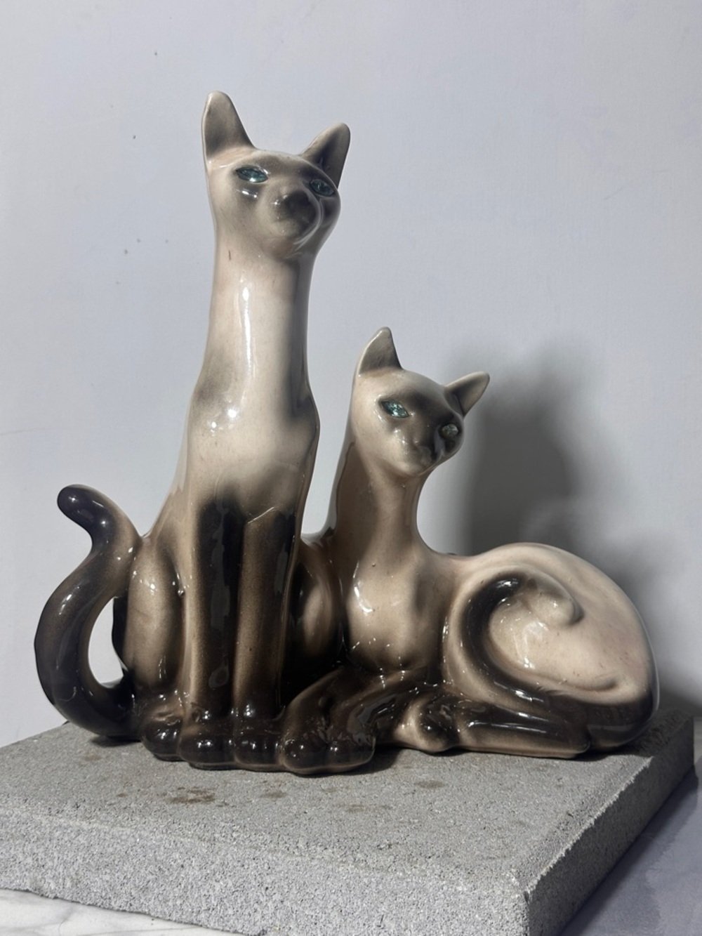 Vintage MCM Atomic Lane Siamese Cat Ceramic Light working